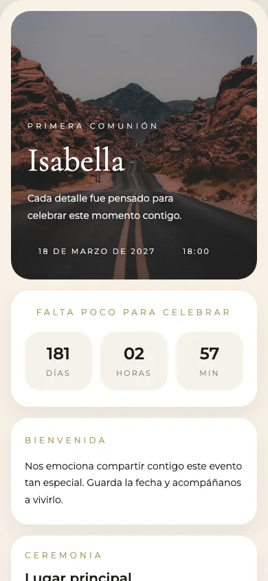 Diseño real de Comunion Clasica para Primera Comunión