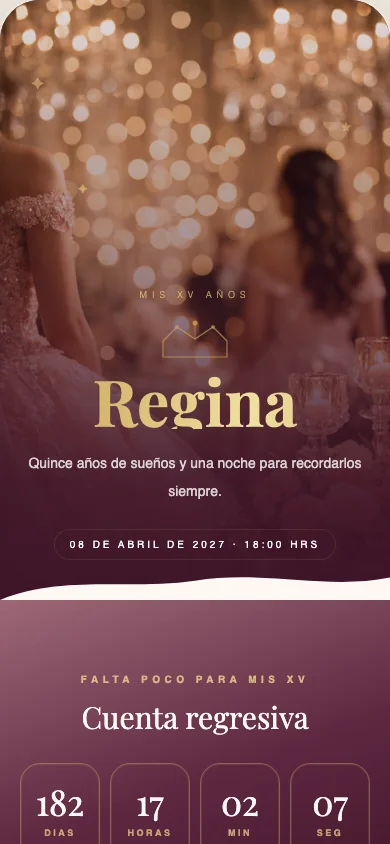 Diseño real de XV Venture 01 para XV Años